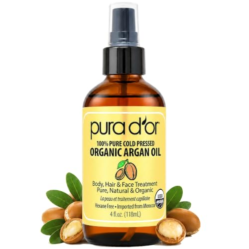 PURA D'OR Moroccan Argan Oil USDA ORGANIC Pure Cold-Pressed Hair & Skin 4oz