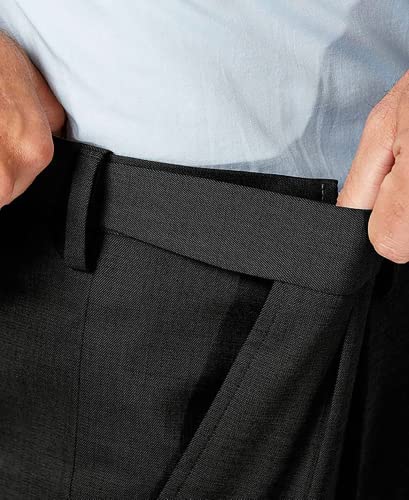 Men's Cozy Hidden Expandable Waist Dress Pants | Premium Stretch Texture Weave Work to Weekend Pant (Black,38W×30L)