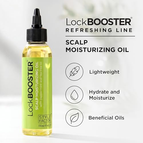 Style Factor LockBOOSTER Scalp Moisturizing Oil – Lightweight Hydration with Peppermint & Tea Tree Oil for revitalizing Braids, Locs & Twists – Soothes, Nourishes and Supports Scalp Care – 4 oz