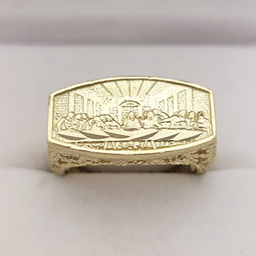 AMZ Jewelry 10K Yellow Gold Last Supper Ring For Men Solid Gold Ring Size 7