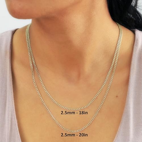 Nuragold 10k Real Yellow Gold Cuban Curb Link 2.5mm Chain Necklace, 16"-26" - 18"