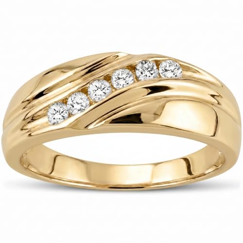 Pompeii Mens 14K Yellow Gold 1/4ct Diamond Wedding Ring Band - Size 11
