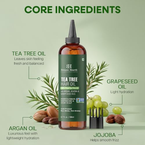 Botanic Hearth Tea Tree Scalp Oil for Hair Growth & Itchy Scalp, 6.7 Fl Oz