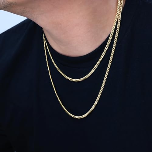 Nuragold 14K Real Yellow Gold Miami Cuban Link Chain Necklace Men & Women - 28",4mm
