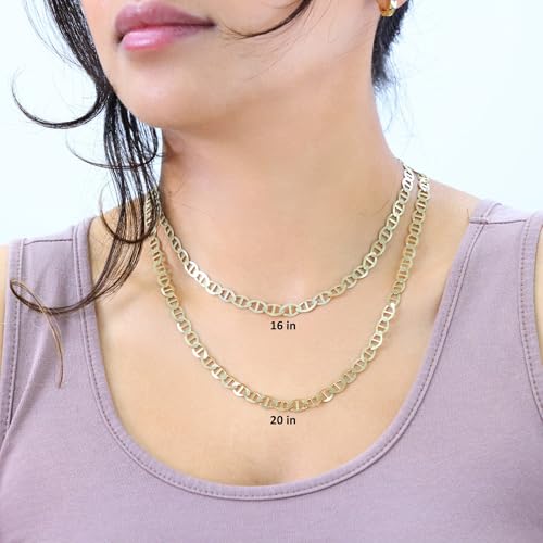 Nuragold 14K Real Yellow Gold 6mm Mariner Chain Solid Anchor Mens Necklace - 20"