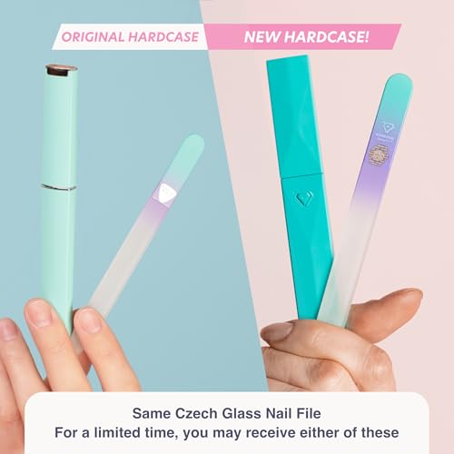 Bona Fide Beauty Czech Glass Nail File with Case in Pastel Green Violet
