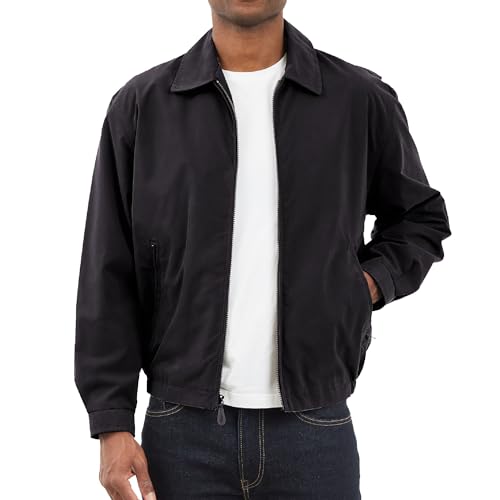 LONDON FOG Men's Auburn Zip-Front Golf Jacket (Regular & Big-Tall Sizes), Black, Medium