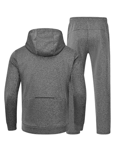 BASUDAM Men's Tracksuits Sweatsuits Set Hooded Sweat Track Suits for Men 2 Piece Warm Up Full Zip Athletic Sports Activewear Dark Grey XL