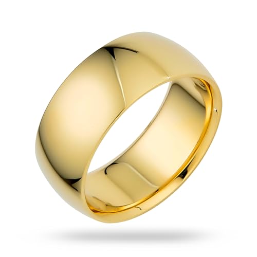 EWB Signature Jewelry Classic 8mm Solid Gold Wedding Band in 10K Yellow Gold, Comfort Fit, Finger Size 7