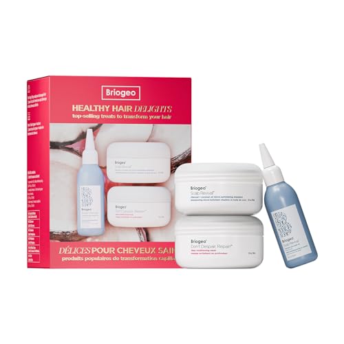 Briogeo Healthy Hair Delights Holiday Kit | Clean Hair Repair Gift Set for All Hair Types | Deep Conditioning Mask, Scalp Scrub & Rosemary Pre-Wash Oil | Vegan & Cruelty-Free