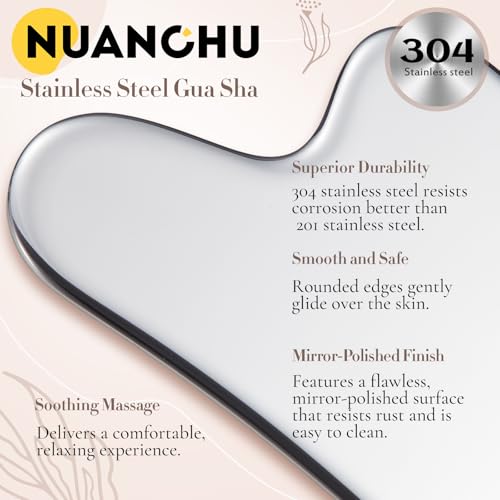 Nuanchu 304 Stainless Steel Gua Sha Facial Tool Silver