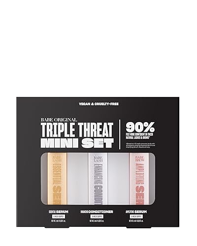 Babe Original Triple Threat Mini Set, Lash & Brow Serums, 3-Pack