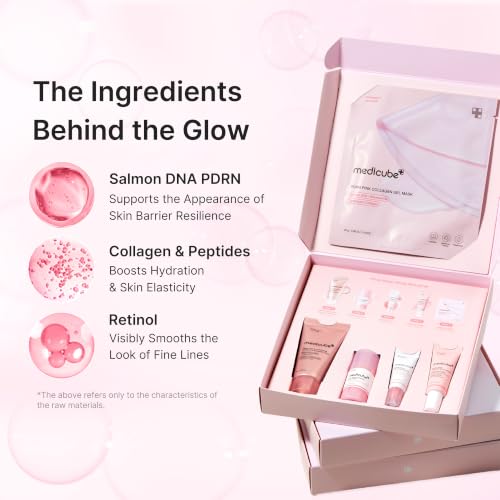 medicube PDRN Glow Essentials Kit, Mini Skincare Travel Set, 5-Step Routine