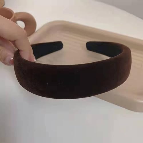 Lvyeer Deep brown Velvet Padded Headbands for Women Fashion Non slip Comfortable Head Bands for Women (Deep brown, one size)