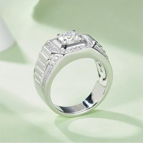 14K Gold Bold Men's 1 Carat D-color VVS1 Diamond Wedding Ring, Bling Rings for Men, Father's Day Gift for Your Father (14K,10.25)