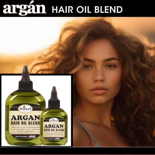 Difeel Argan Hair Oil Blend 7.1 Ounce - for Dry & Damaged Hair, Helps Improve Shine, Softness & Manageability, Lightweight Hair Treatment