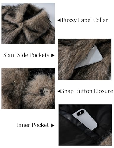 Flygo Mens Faux Fur Coat Winter Jackets Fluffy Lapel Long Sleeve Furry Fur Jacket Coats Thick Outerwear(Khaki-XL)