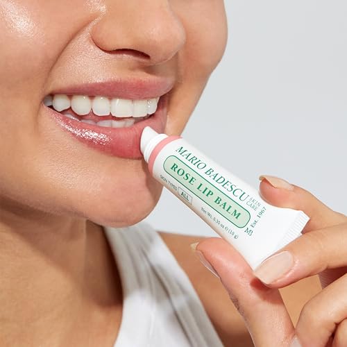 Mario Badescu Moisturizing Rose Lip Balm for Dry Cracked Lips, Infused with Coconut Oil and Shea Butter, Ultra-Nourishing Lip Care Moisturizer for Soft, Smooth and Supple Lips, 0.35 Oz