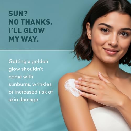 Sunless Tanning Lotion Dark Tones | Indoor Self-Tanner | Dark Tanning | Body Tanning Lotion | Sun Kiss Glow | Self-Tanning Lotion with Bronzer | Just Nutritive | 8 Oz