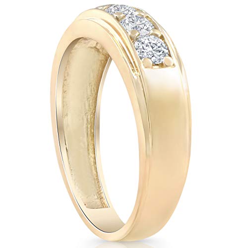 Pompeii 1 Ct Diamond Ring Mens High Polished 14k Yellow Gold Wedding Anniversary Band - Size 10.5