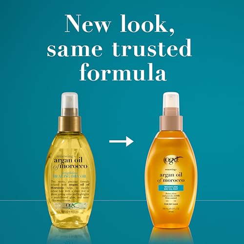 OGX Renewing + Argan Oil of Morocco Weightless Healing Dry Oil Spray, Lightweight Hair Oil Mist for Split Ends, Frizzy Hair and Flyaways, Paraben-Free, Sulfated-Surfactants Free, 4 Fl Oz