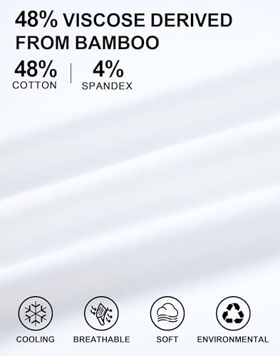 Pioneer Camp Mens Bamboo Viscose T Shirt Ultra Soft White Plain Tshirts for Men Cooling Crew Neck Casual Basic Tee Shirt