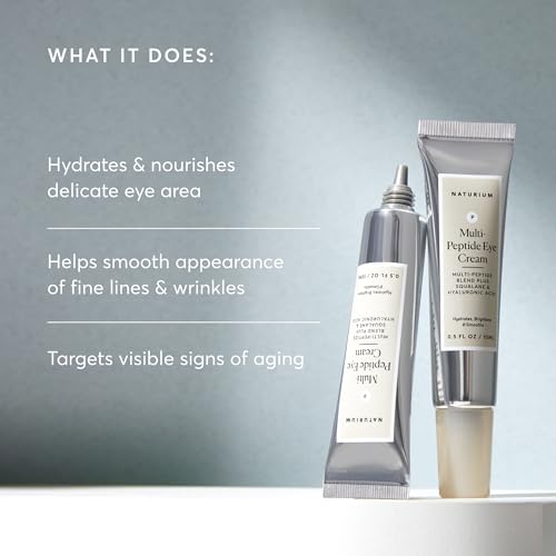 Naturium Multi-Peptide Eye Cream, Smoothing & Anti-Aging Skincare, with Squalene & Hyaluronic Acid, 0.5 oz