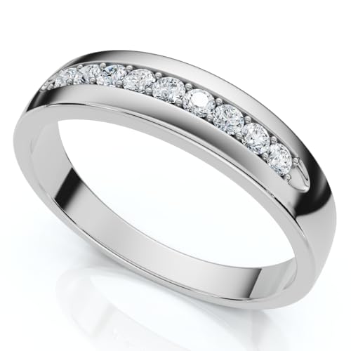P3 POMPEII3 Pompeii Mens 1/4ct Diamond Wedding Ring 10k White Gold Anniversary Band - Size 10