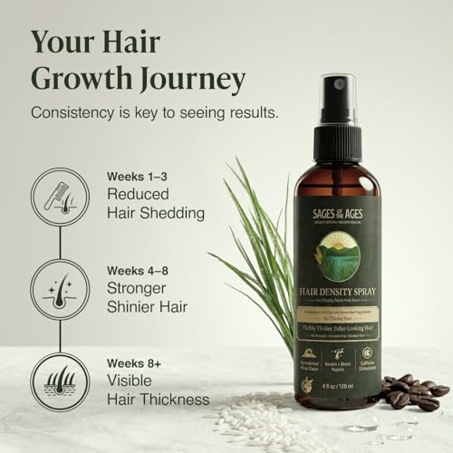 Fermented Rice Water Hair Growth Spray with Rosemary, Keratin, Biotin – Helps Thicken & Strengthen, Hydrating Leave-In Mist for Thinning Strands, Lightweight Daily Spray for Women & Men – 4oz
