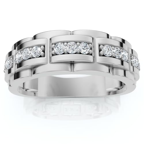 P3 POMPEII3 Pompeii VS .54Ct Mens Natural Diamond Wedding Ring 14k White Gold Anniversary Band - Size 10