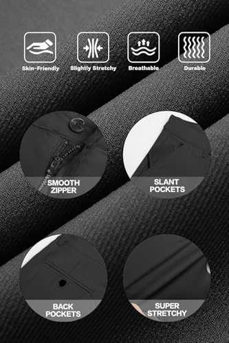 GINGTTO Mens Dress Pants Slim Fit Stretch Chino Pants Men Black Twill Chinos 32Wx30L