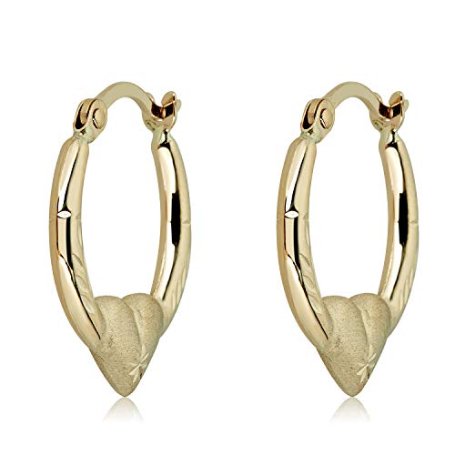 AVORA 10K Yellow Gold Heart Creole Hoop Earrings