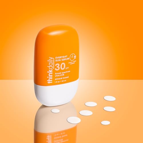 Thinkdaily Everyday Sun Serum SPF 30, Mineral Sunscreen for Face, 1 Fl Oz