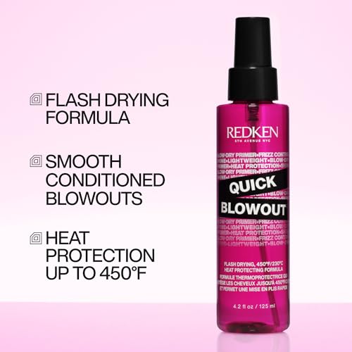 Redken Quick Blowout Heat Protectant Spray – For All Hair Types, 1 Fl Oz