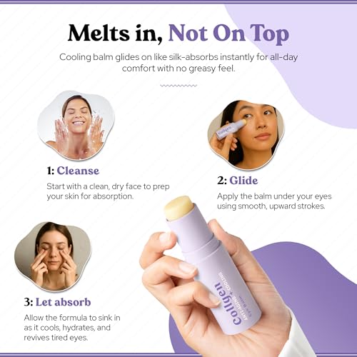 Bella Bliss Collagen Eye Balm Stick for Dark Circles, Puffiness & Wrinkles – Cooling Under Eye Cream with Collagen, Anti-Aging & Hydrating Formula – Made in Korea - 0.35 oz / 10 g - Pack of 1
