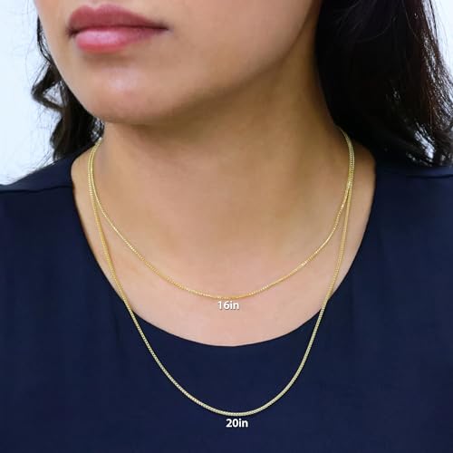 Nuragold 14K Real Yellow Gold Franco 1.1mm Solid Diamond Cut Chain Necklace - 20"