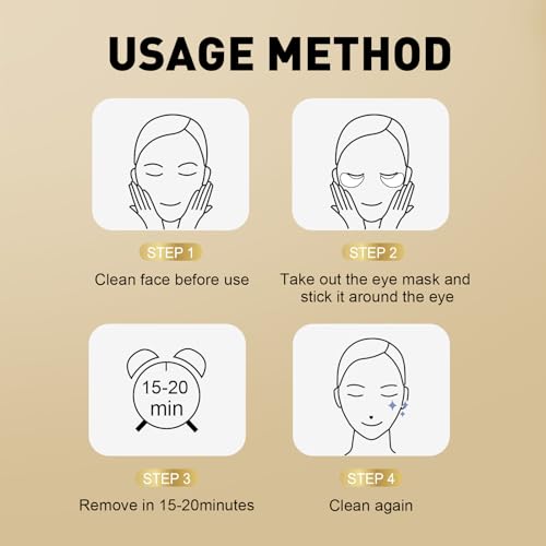 CHMI 24K Gold Under Eye Patches 50 Pairs Collagen, Dark Circles, Wrinkles