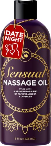 Aromatherapy Sensual Massage Oil for Couples - Relaxing Lavender Massaging Oil for Massage Therapy with Vitamin E Jojoba & Sweet Almond - Naturally Scented Vegan Non GMO & Gluten Free (8 Fl Oz)