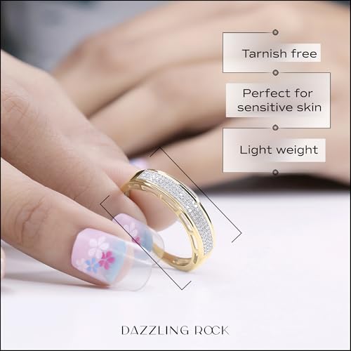 Dazzlingrock Collection 0.25 Ctw Natural Round White Diamond Three Row Micro Pave Wedding Band for Men in 10K Solid Yellow Gold, Size 10