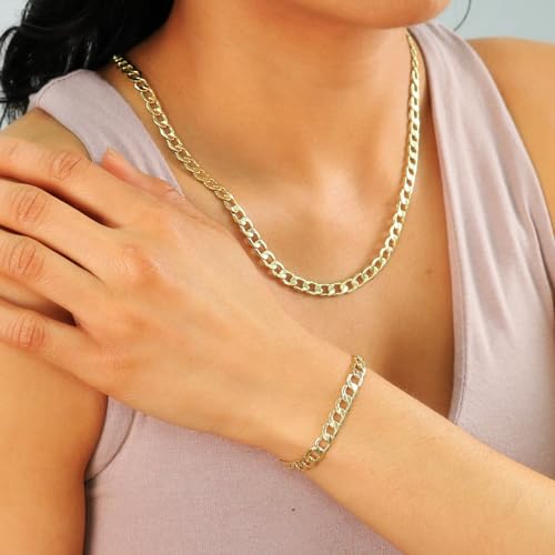 Nuragold 14K Real Yellow Gold Cuban Curb Link Chain Bracelet (2.5mm-7.5mm) - 9",6.5mm