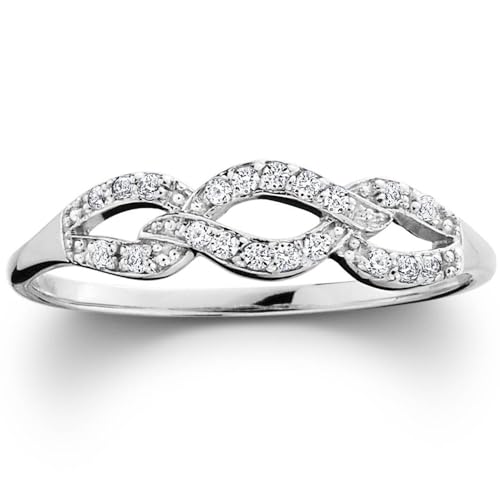P3 POMPEII3 Pompeii 1/10ct Petite Diamond Infinity Ring 10K White Gold - Size 6