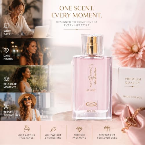 Al-Rehab Choco Musk Marshmallow Eau de Parfum for Women - 50ml (1.65 oz) | Gourmand Perfume with Marshmallow | Sweet, Fluffy & Addictive | Long-Lasting Arabian Dessert Scent