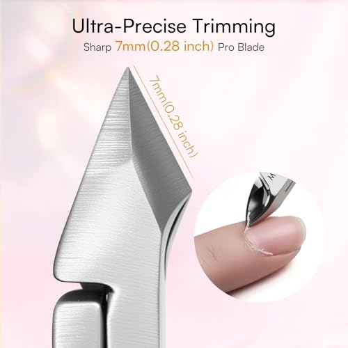 Makartt 3 Pcs Pink Cuticle Nipper Set, Stainless Steel Pusher & Scraper