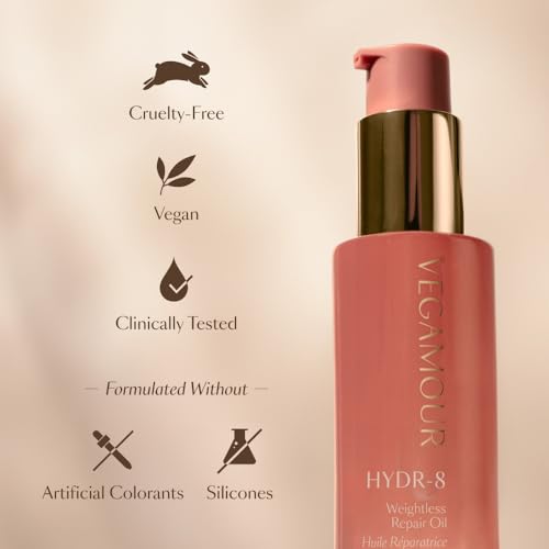 VEGAMOUR HYDR-8 Weightless Repair Oil | Strengthens, Smooths and Adds Shine with Marula Oil and Vitamin C | For All Hair Types | Formulated Without Silicones, Vegan and Cruelty-Free (1.7 Fl Oz)