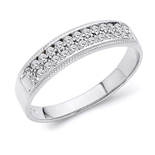 Mens 14k White Gold Wedding Band - Size 8