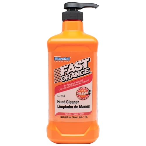 Fast Orange 25148 Pumice Lotion, Heavy Duty Hand Cleaner, Natural Citrus Scent, Waterless Cleaner For Mechanics, Strong Grease Fighter, 48 Oz.