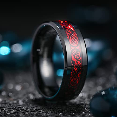 Men Dragon Tungsten Wedding Band Celtic Rings 8mm Size 11