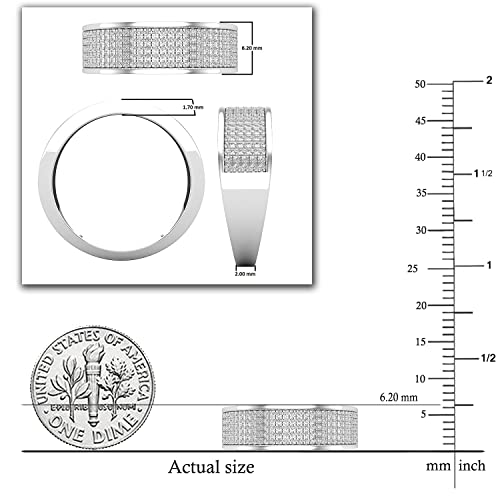 Dazzlingrock Collection 0.35 Carat (ctw) Round White Diamond Mens Micropave Wedding Band 1/3 CT, Sterling Silver, Size 10