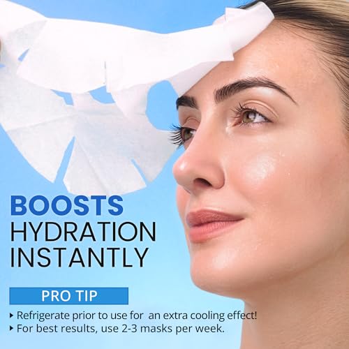 Ebanel 10-Pack Collagen Face Mask with Hyaluronic Acid, Vitamin C, Peptide