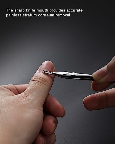 FERYES Cuticle Pusher with Fork, 2-in-1 Cuticle Trimmer Nail Care Tool, Stainless Steel Cuticle Remover Tool for Manicures and Pedicures - Silver